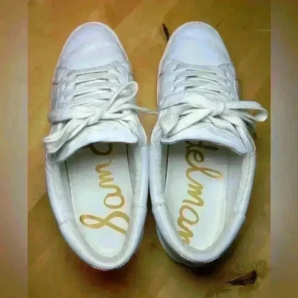 Sam Edelman Ethyl Sneakers, White Leather, Lace-up Tennis Shoes, Women's Size 8 - Picture 7 of 13